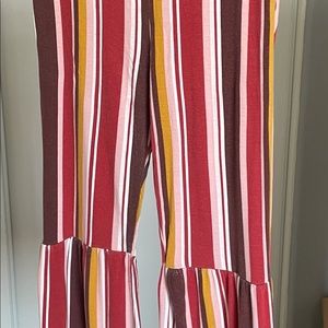 Art class Striped bell bottom pants.